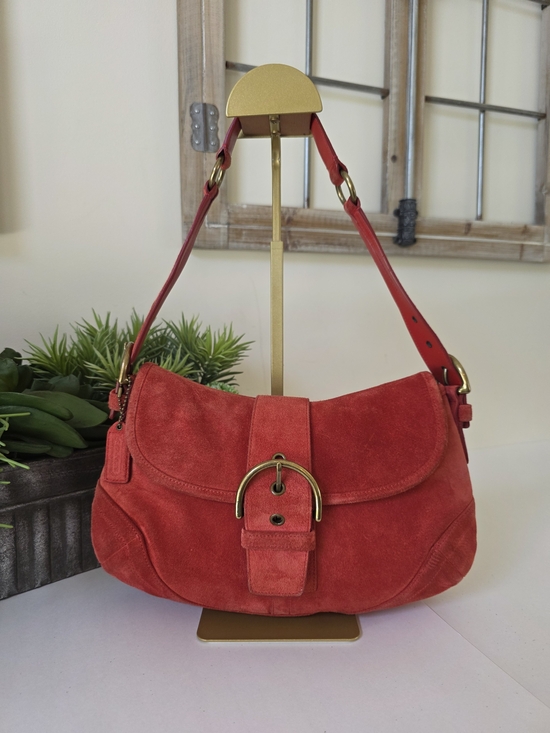 Coach Handbags - Vintage Coach Soho Large Rust Suede Buckle Flap Shoulder Bag Y2K